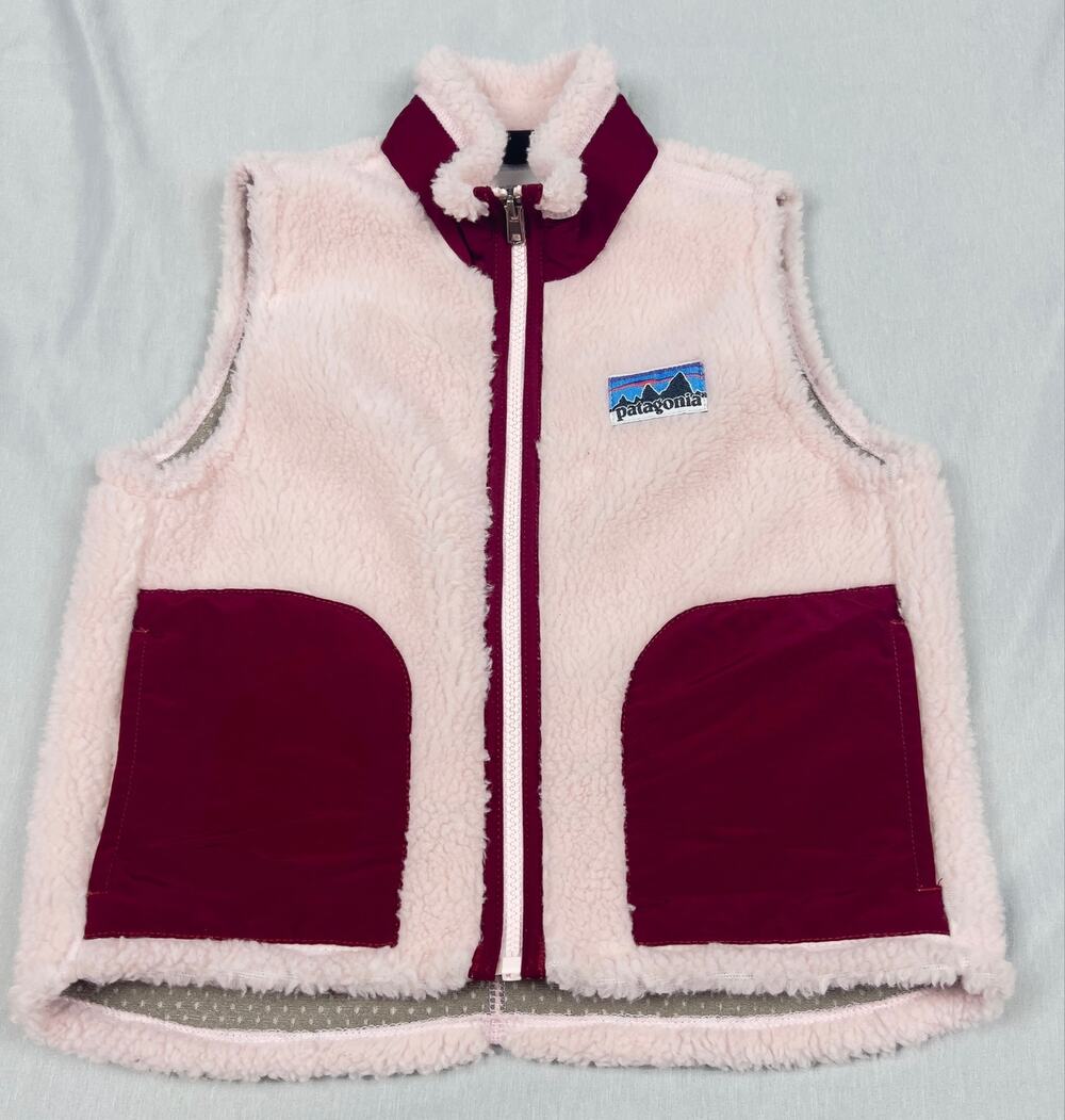 Vintage 2008 Patagonia Kids Retro-X Vest 65615 XS 5-6 Petal Pink Sherpa 2008